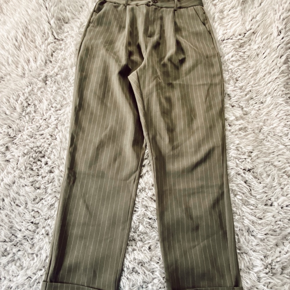 Green striped dress pants
